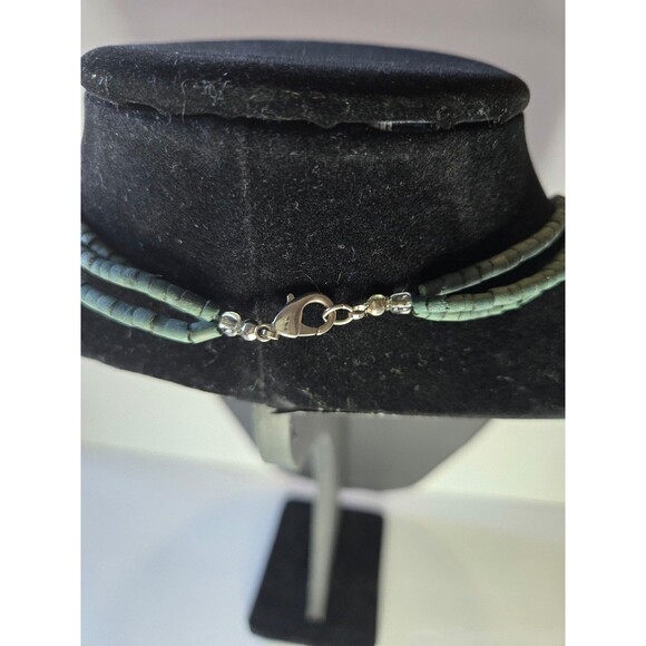 Multistrand Large Pearl Style Pendant on Blue Beaded Women's Necklace - Picture 4 of 5